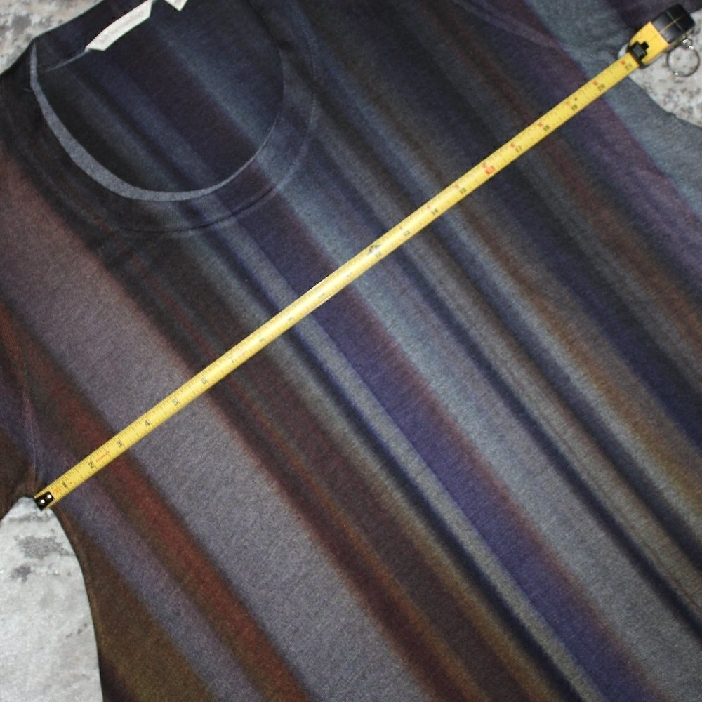 Soft Surroundings Shark Bite Hem Flowy Grey Purple Striped Long Sleeve Tunic Top - Picture 3 of 14